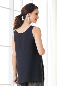Black, scoop neck worn in back