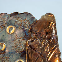 Dark brown Metallic Glazed Porcelain Platter With Gold Orb Accents