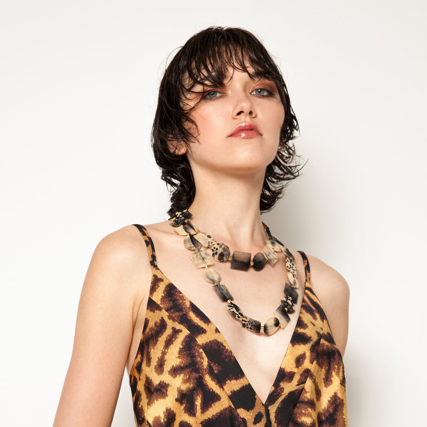 Leopard Sheer Single Strand Necklace