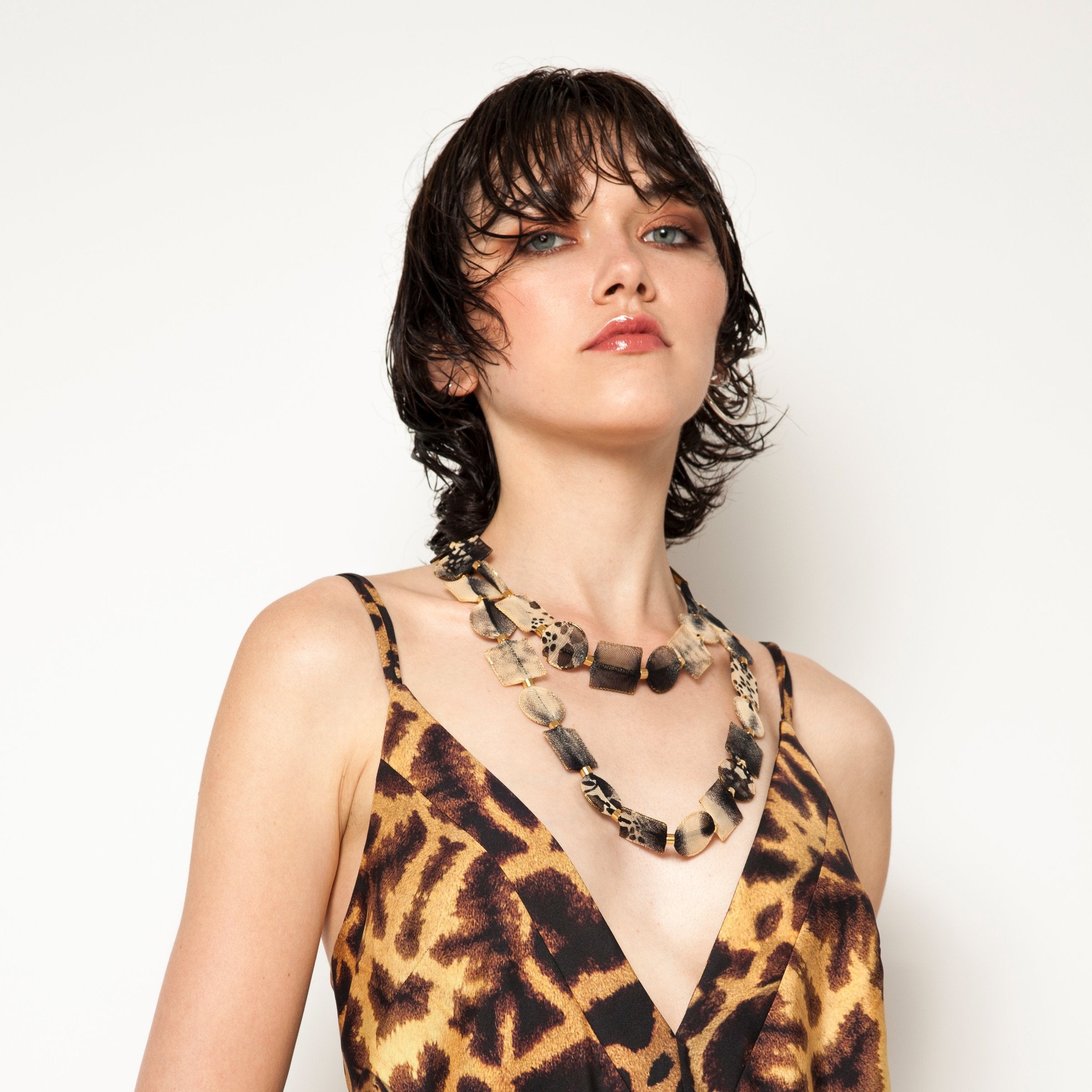 Leopard Sheer Single Strand Necklace