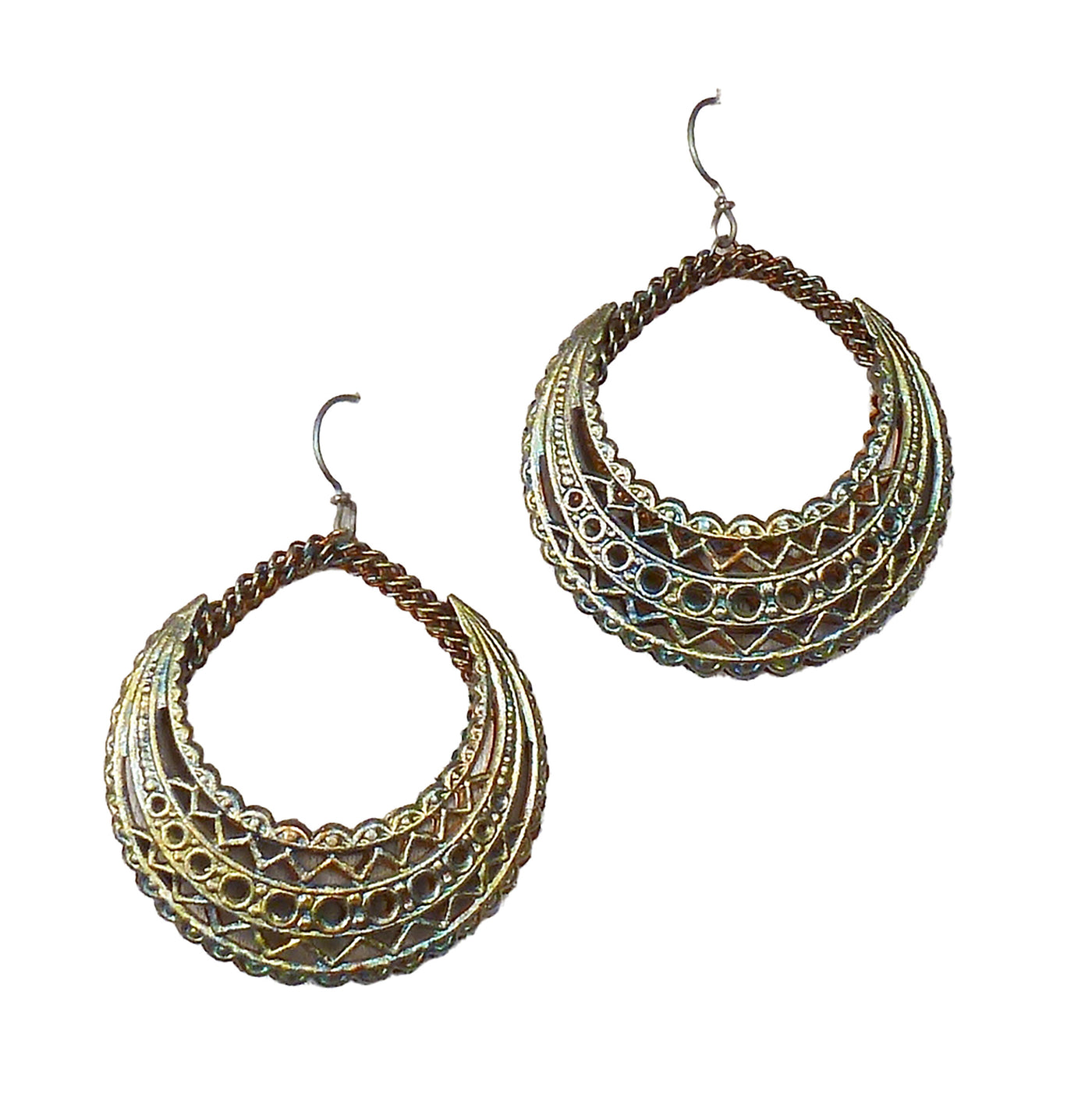 Filigree Cutout Puffy Hoop Earrings