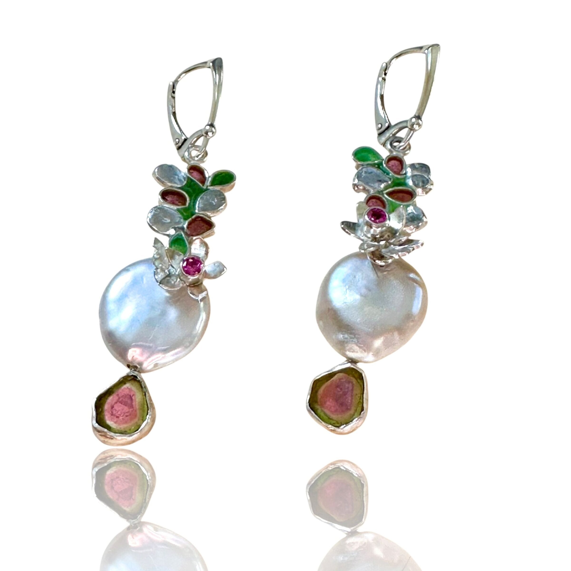 Kinetic Blossom & Tourmaline Earrings