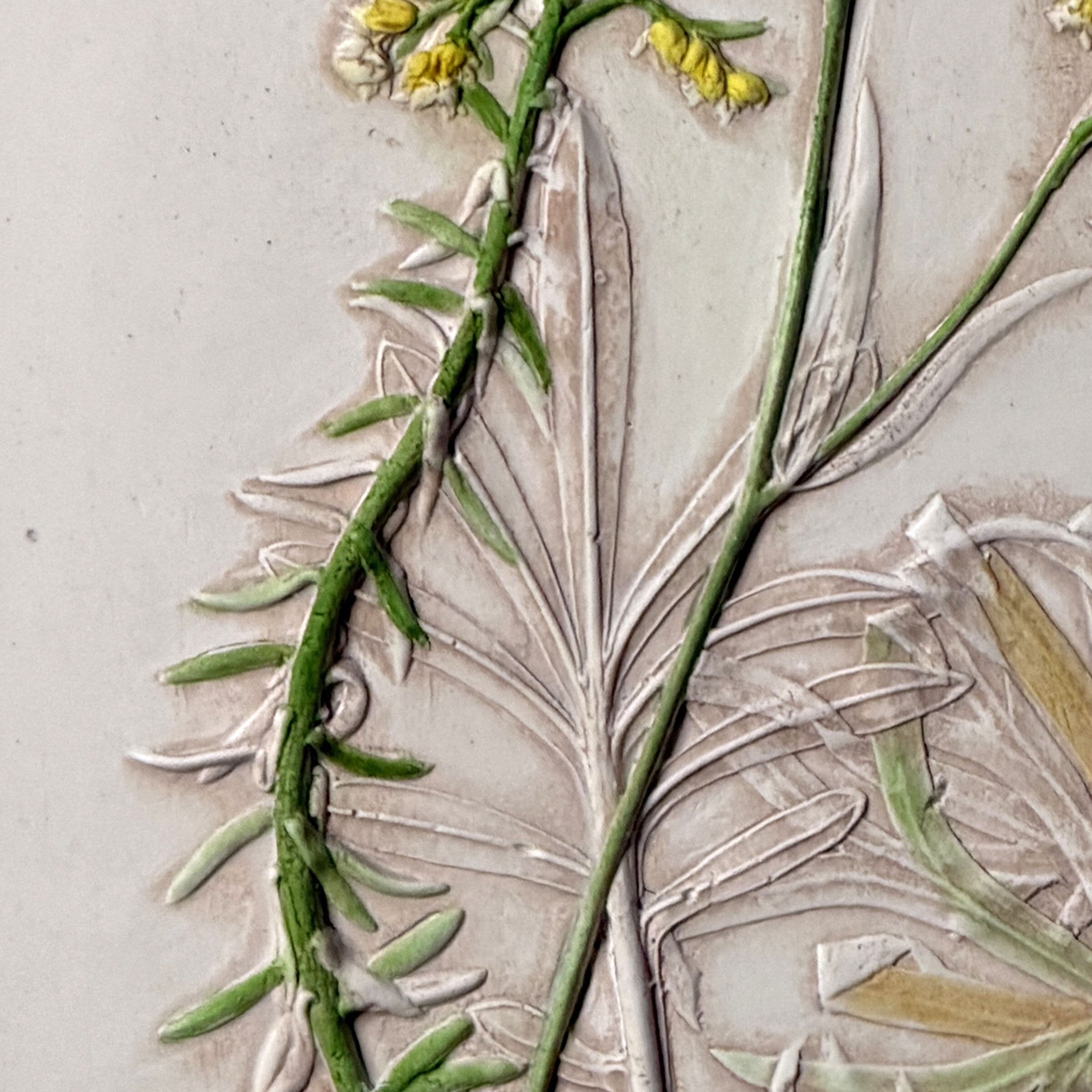 Yellow Sedum & Blue Delphinium Garden Flowers Tile