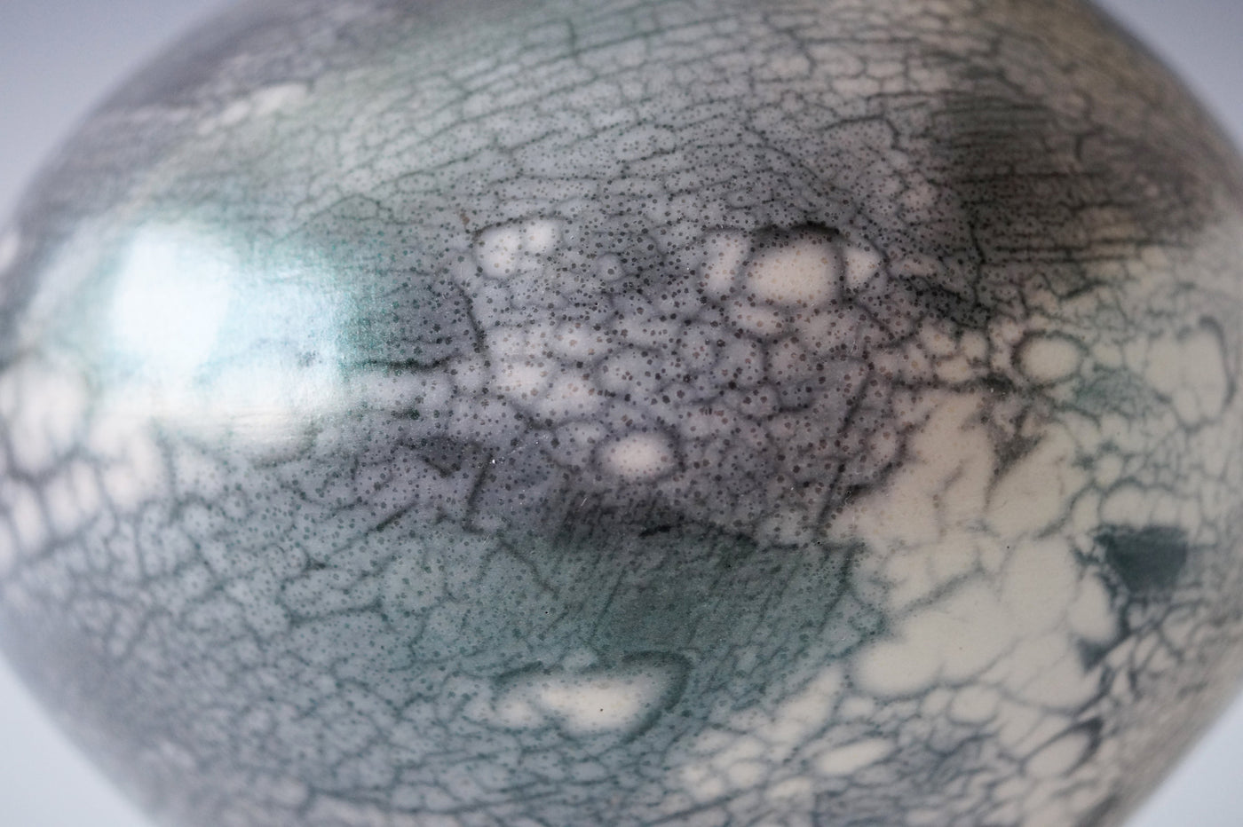 Nerida Coil Green Iridescent Raku Vessel