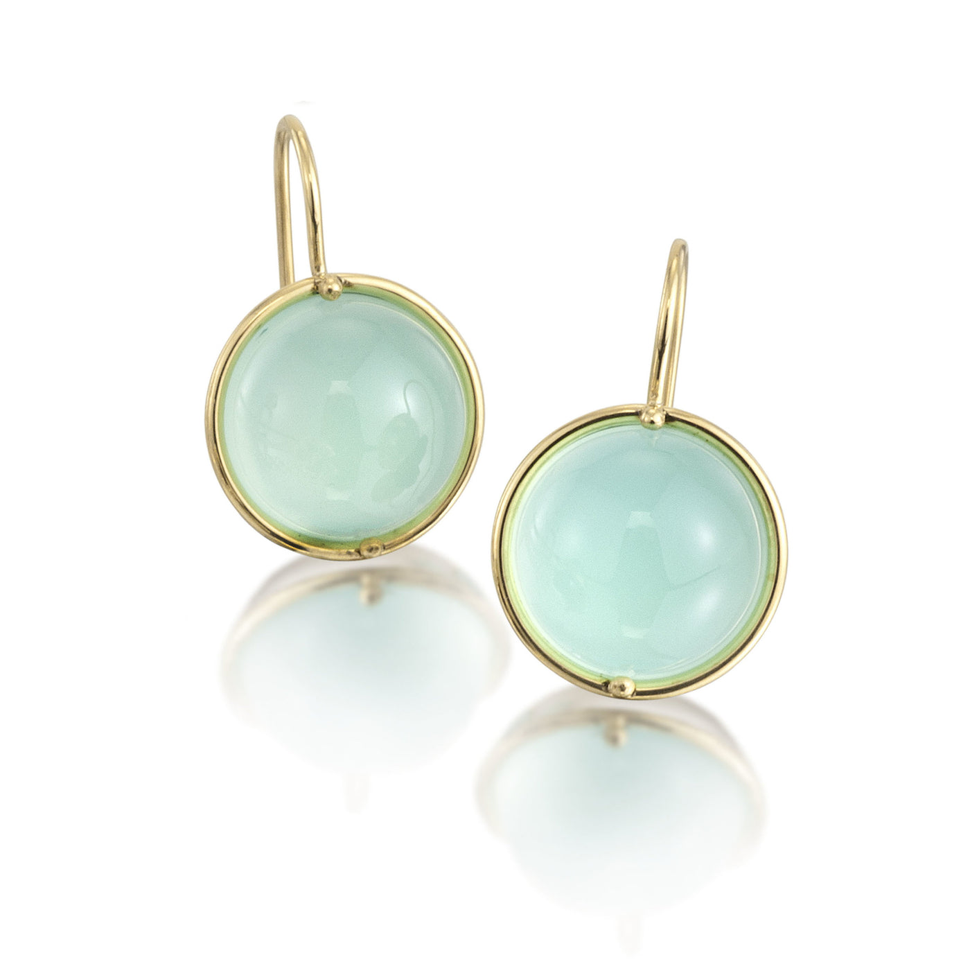 Aqua Chalcedony Cabochon Earrings