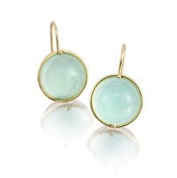 Aqua Chalcedony Cabochon Earrings