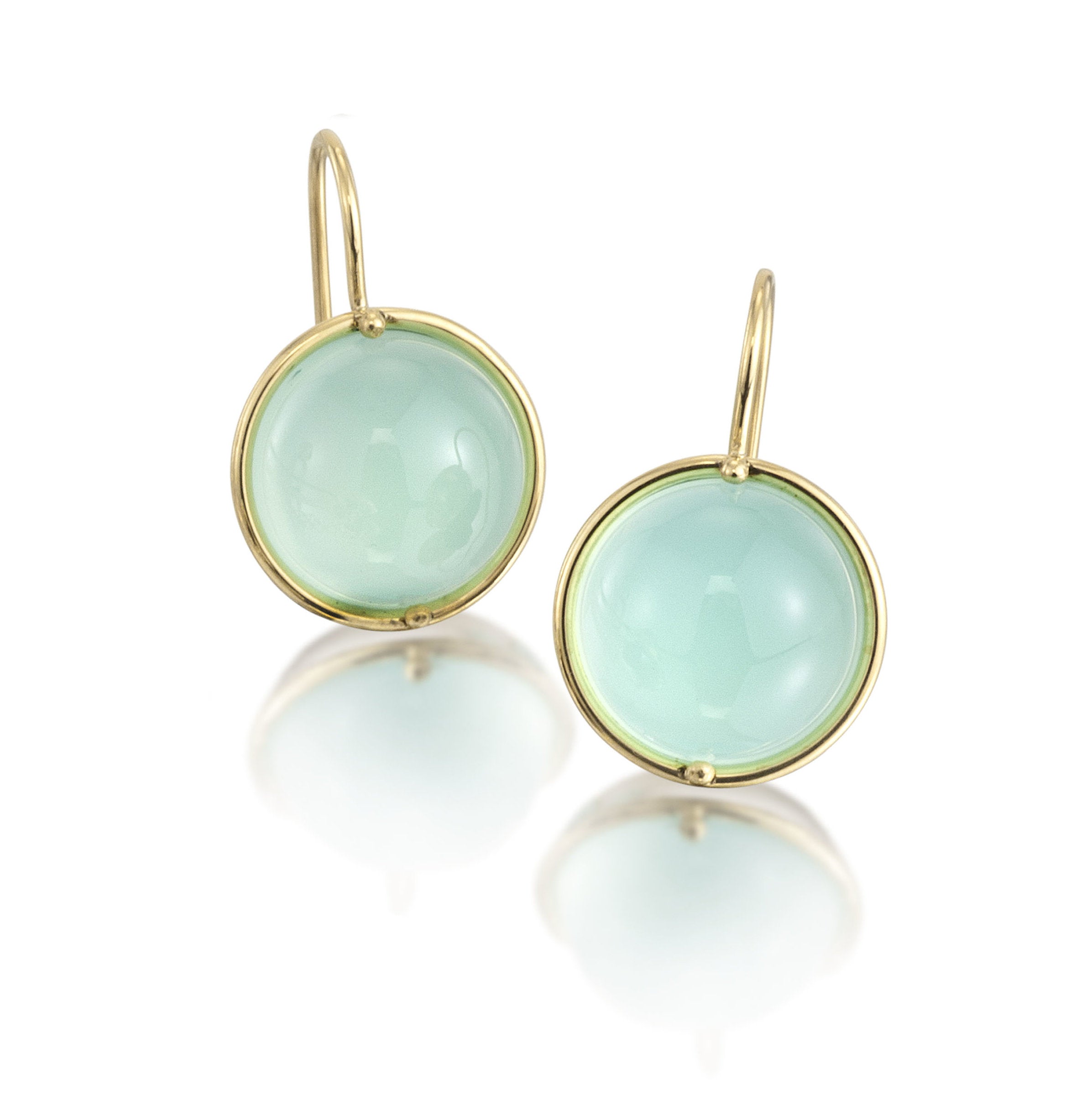 Aqua Chalcedony Cabochon Earrings