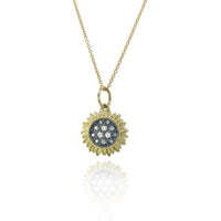 Small Pave Diamond Sunflower Necklace