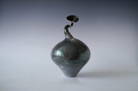 Nerida Coil Green Iridescent Raku Vessel