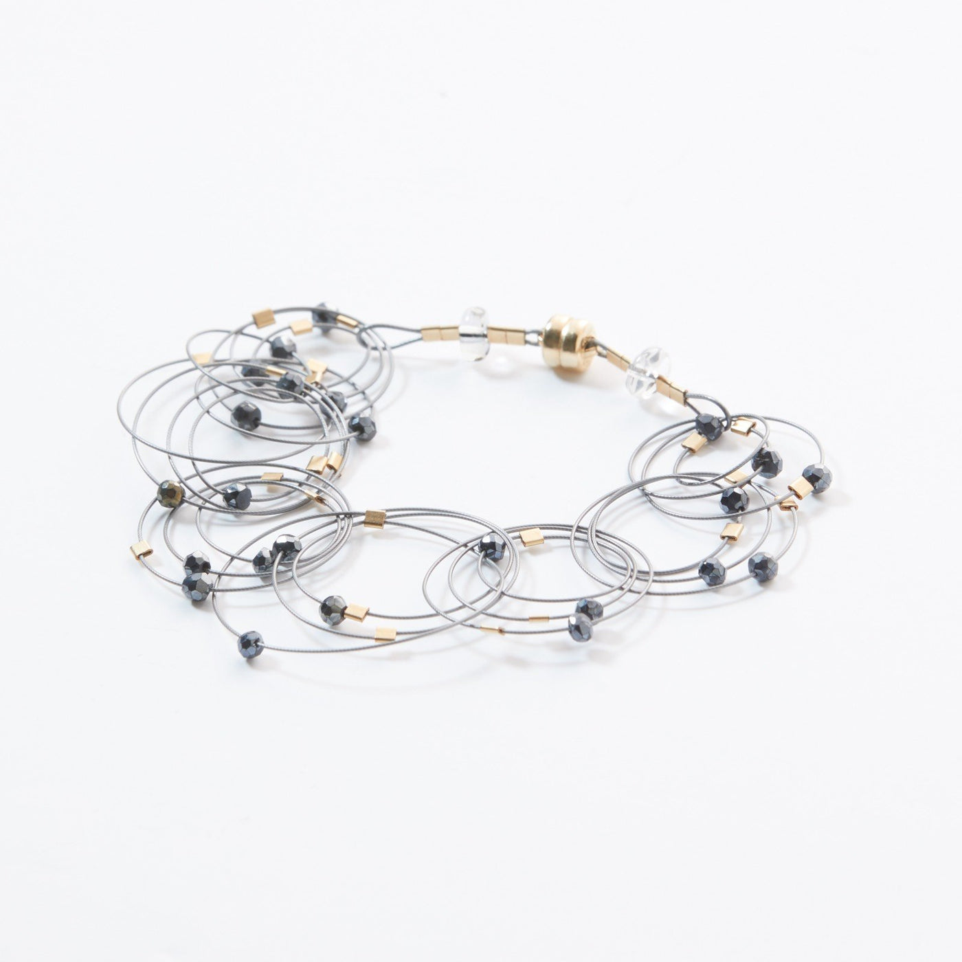 Spinel on Steel Cable with Gold Hardware