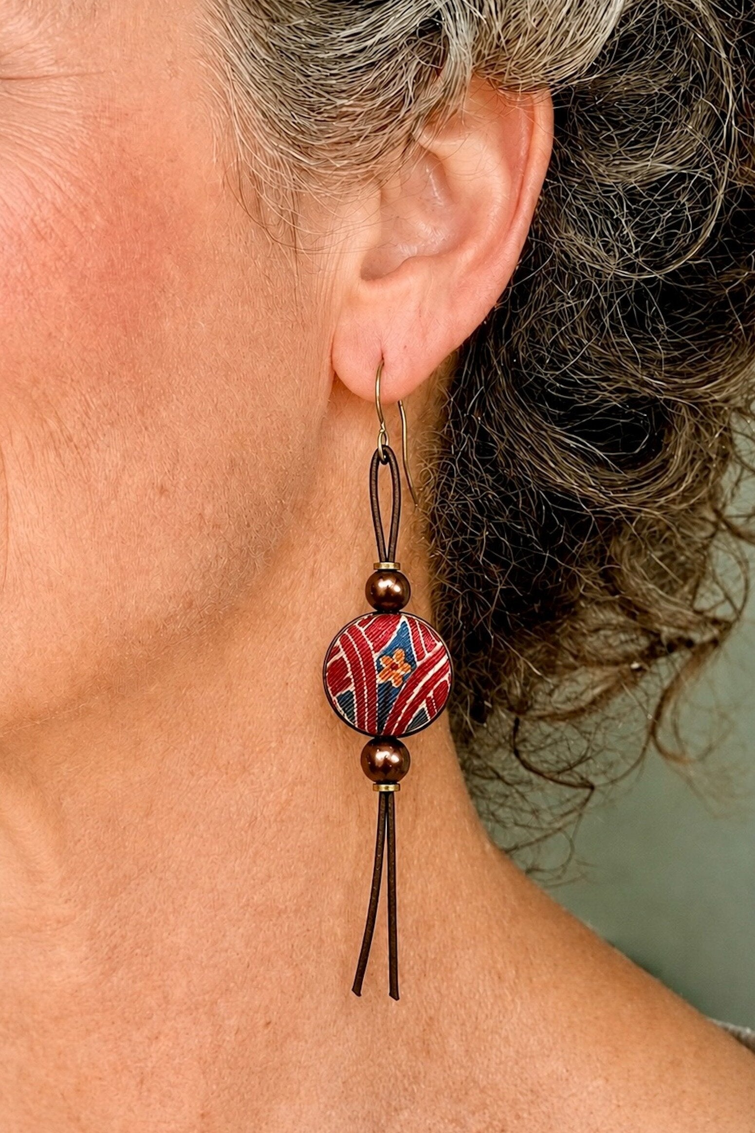 Vintage Art Nouveau Silk Earrings
