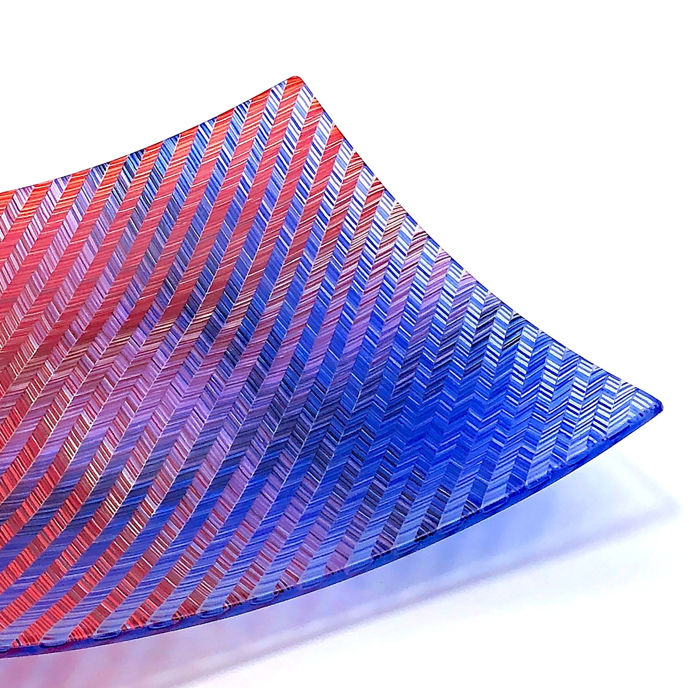 Red Blue V Chevron Tapestry Platter
