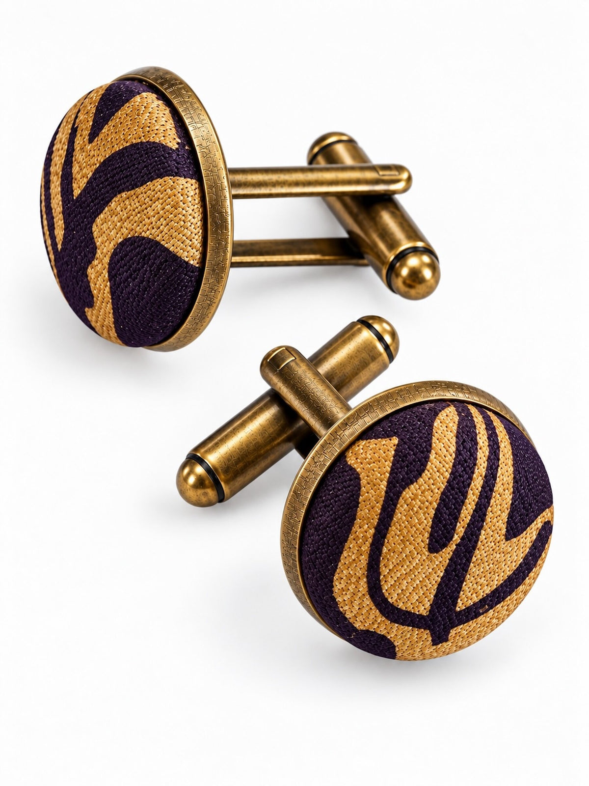 Gilded Vintage Silk Cuff Links