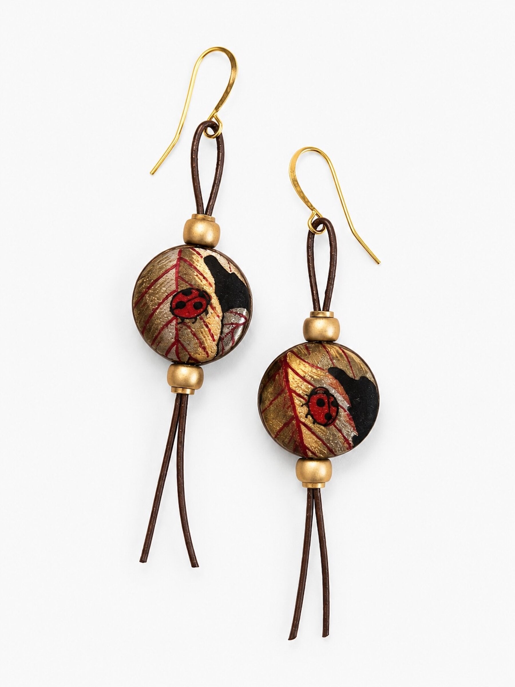 Ladybug Vintage Silk Earrings