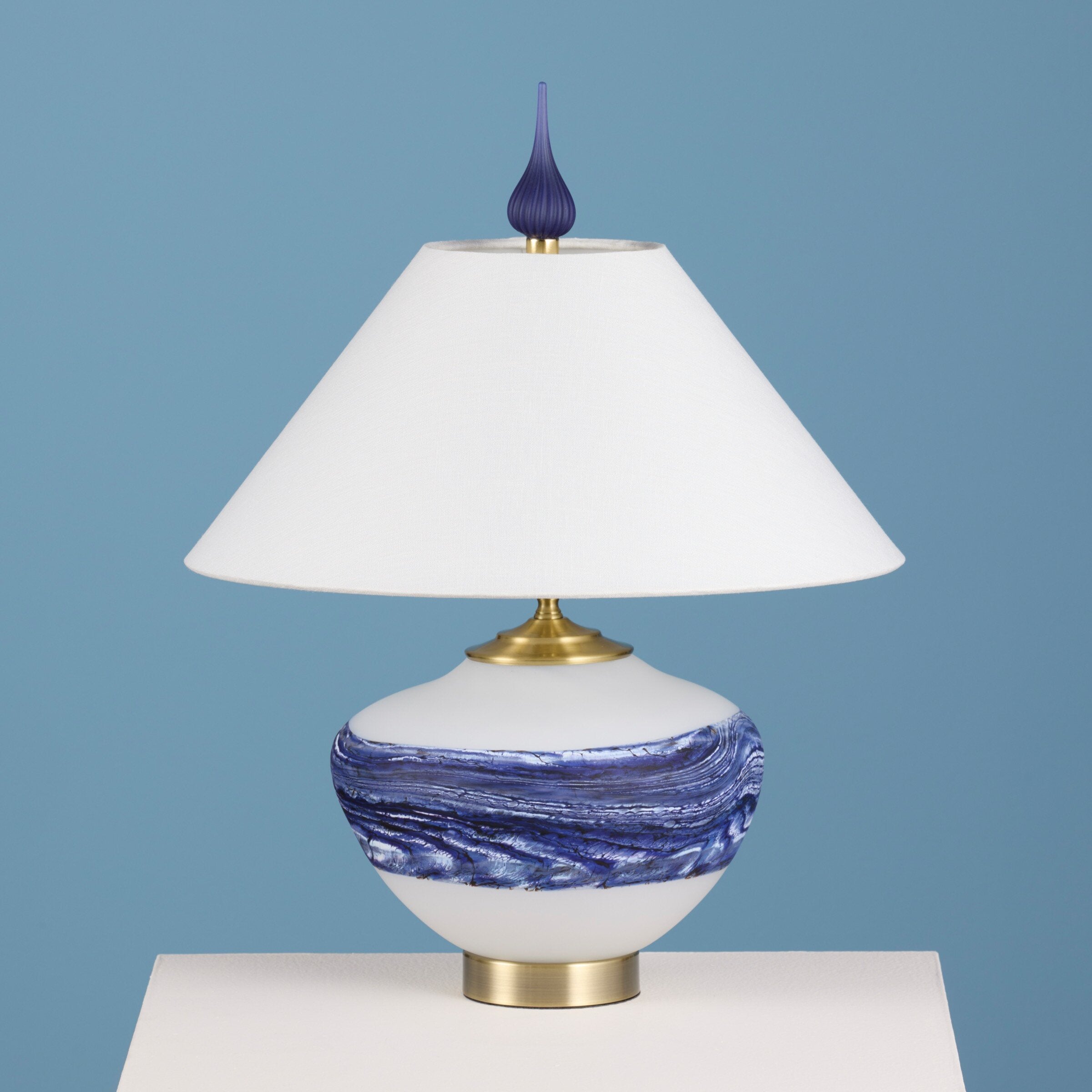 Alabaster Table Lamp in Blue