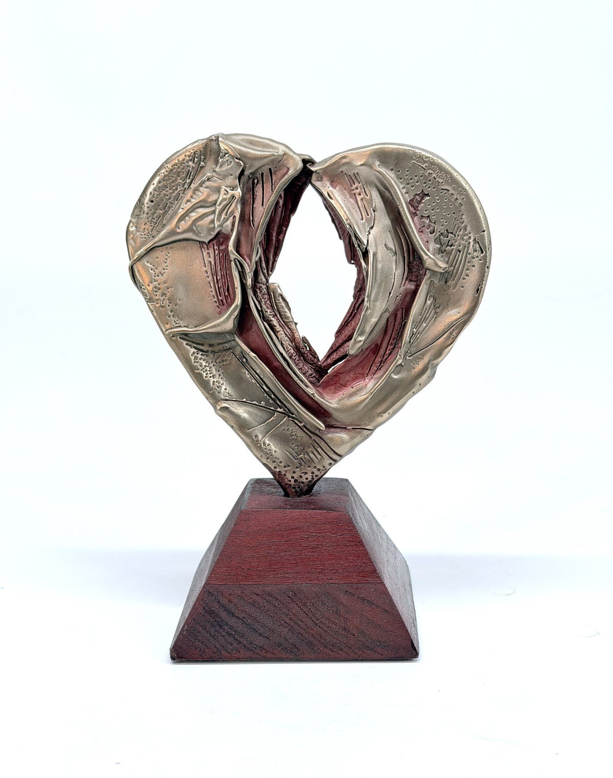 High Polished Bronze Heart on Red Base
