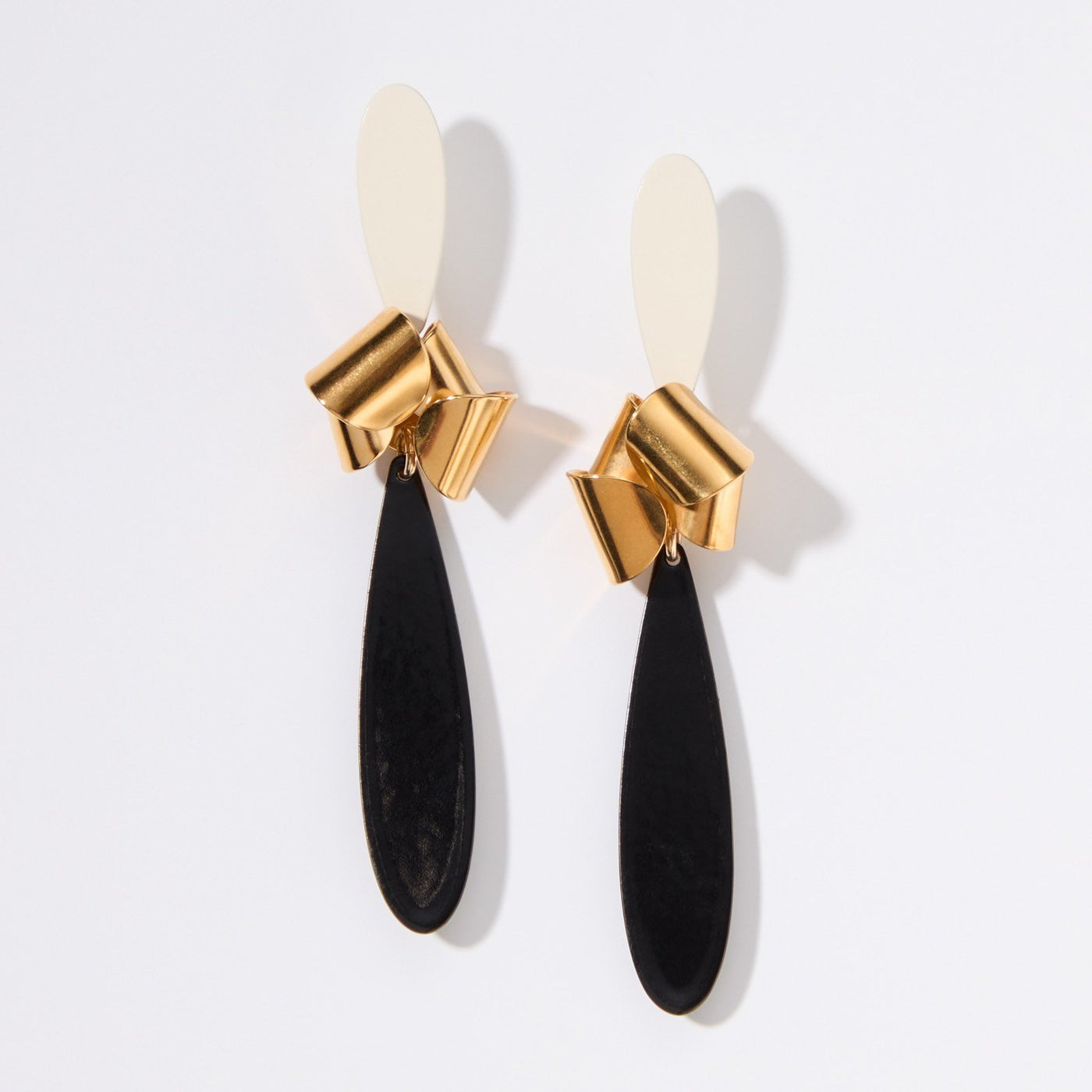 Asymmetrical Fold Earrings with Drops