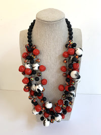 Red & Black Patterned Necklace