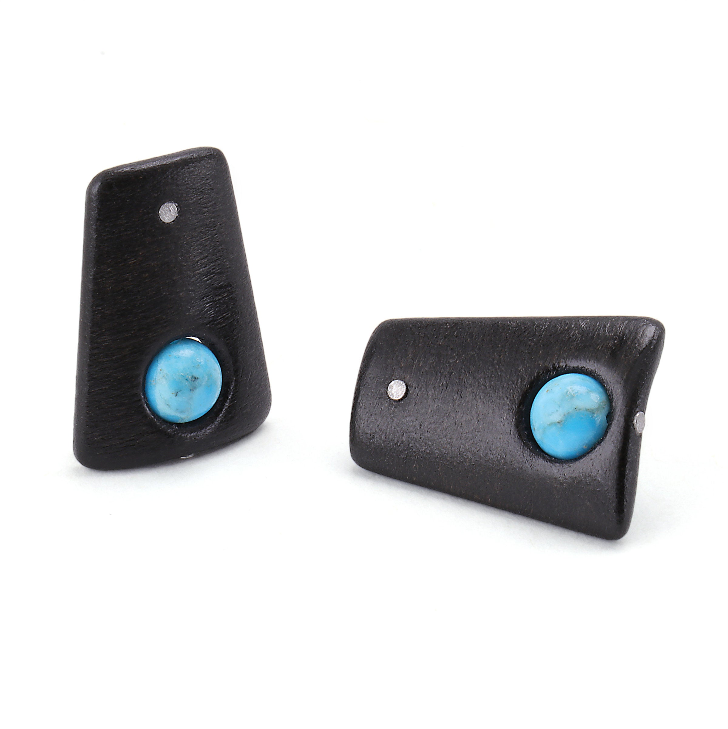 Ebonized Platelet Earrings with Turquoise
