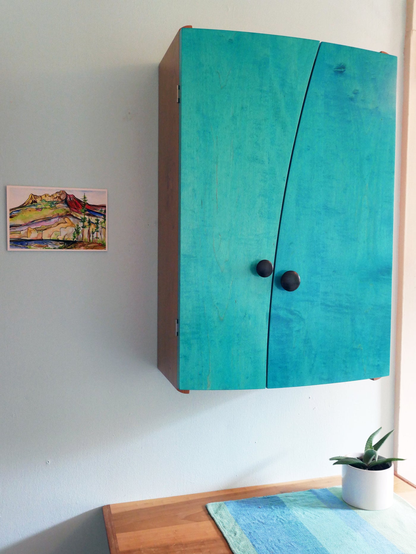 Blue Liquor Cabinet