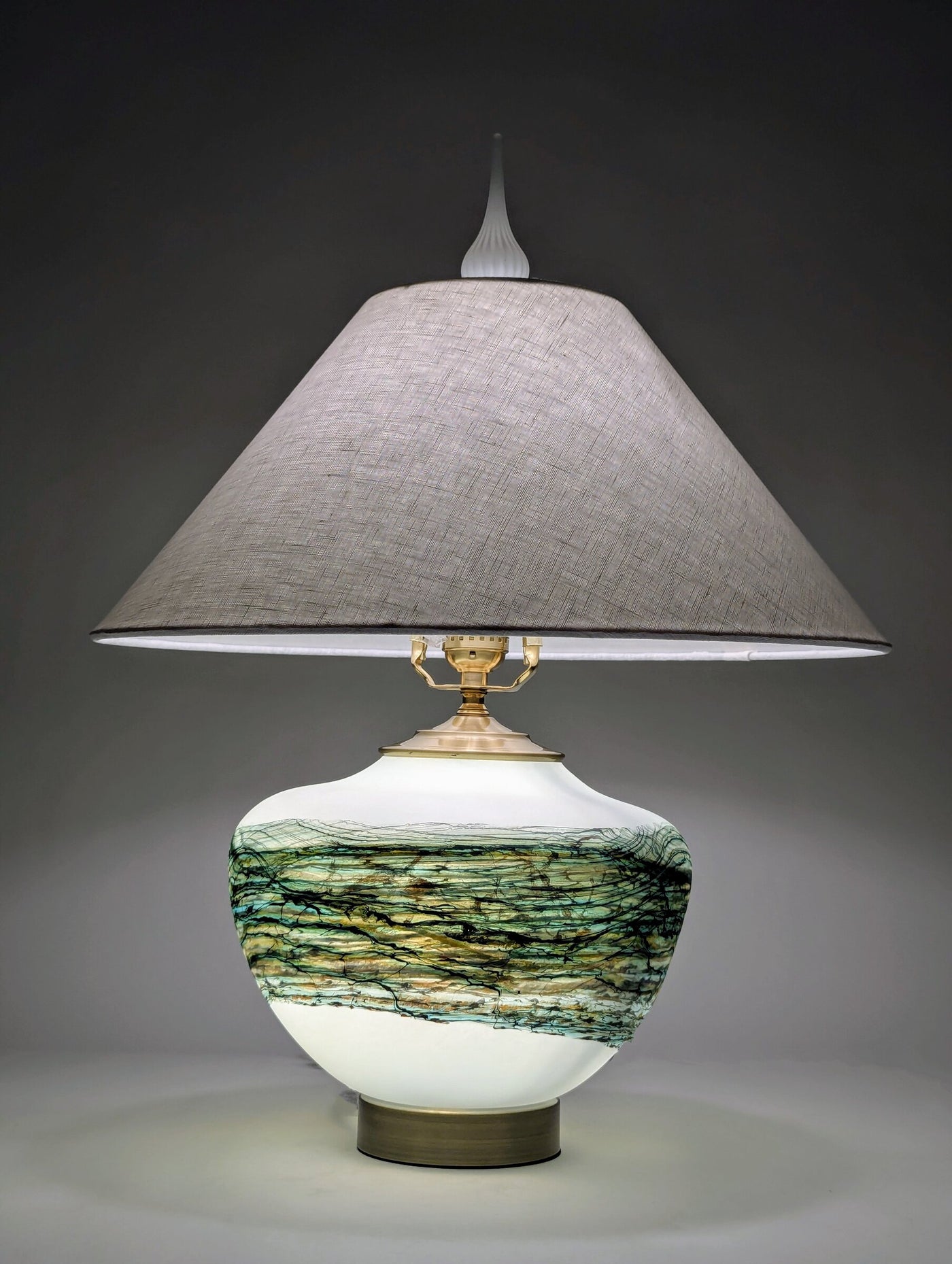 Alabaster Table Lamp in Green
