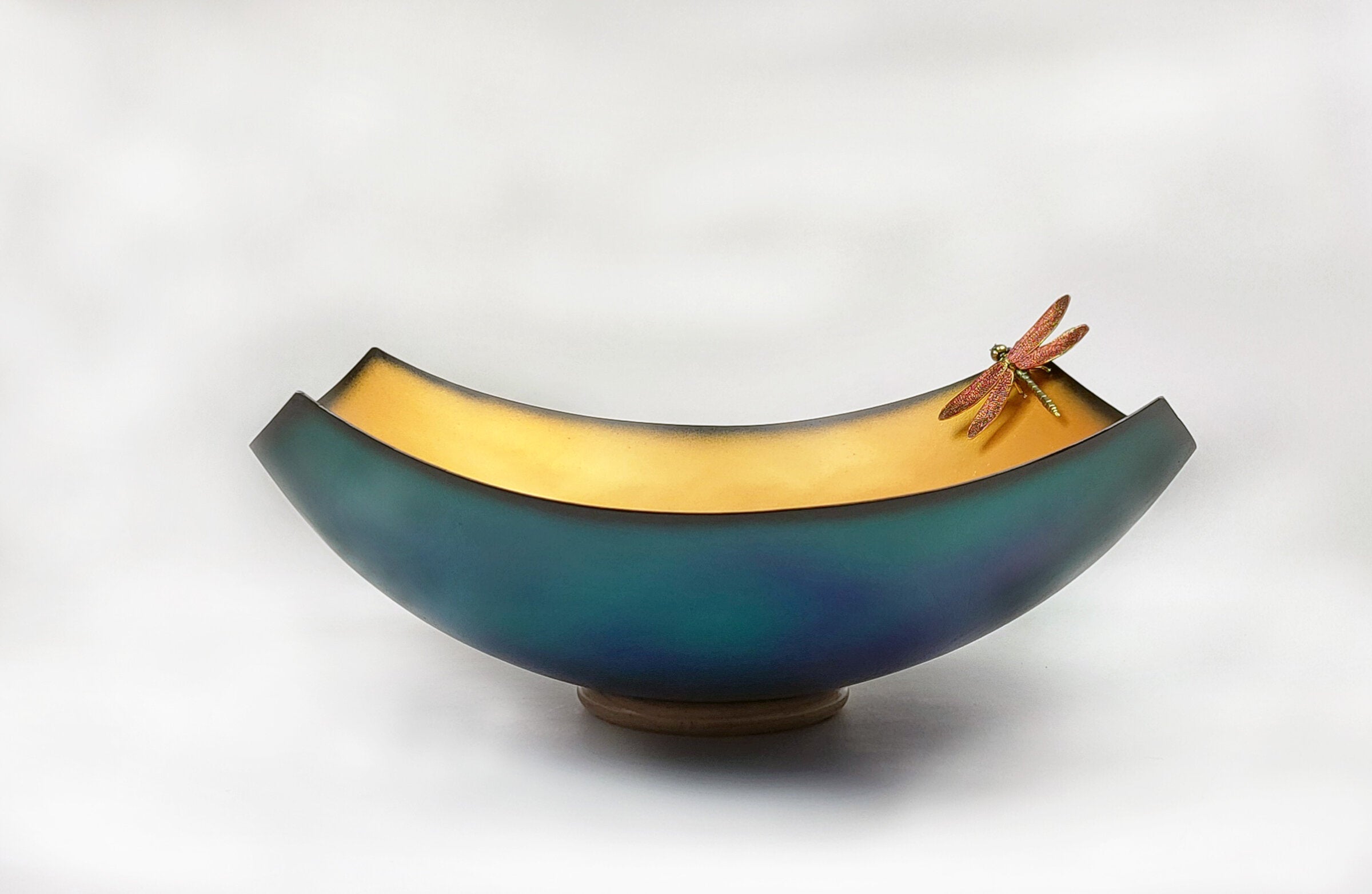 Dragonfly Blessing Bowl Blue-Green Gold