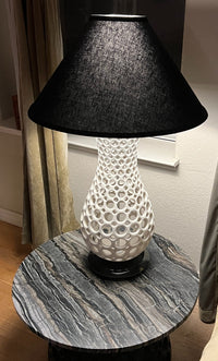 Pierced White Curvy Table Lamp