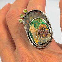Cloisonne Garden Snail Ring
