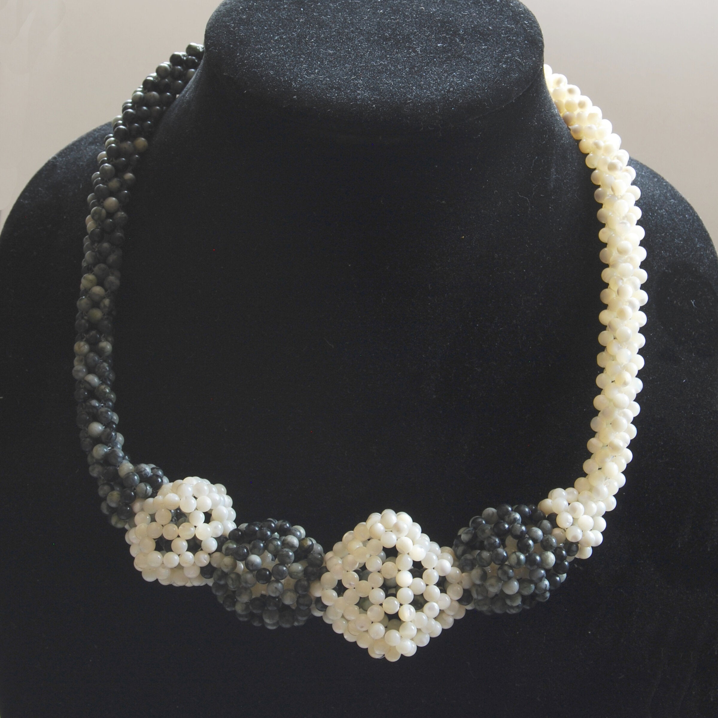 Black & White Bead Chain Necklace