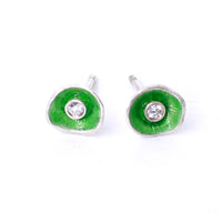 Grass Green Enamel & Diamond Earrings