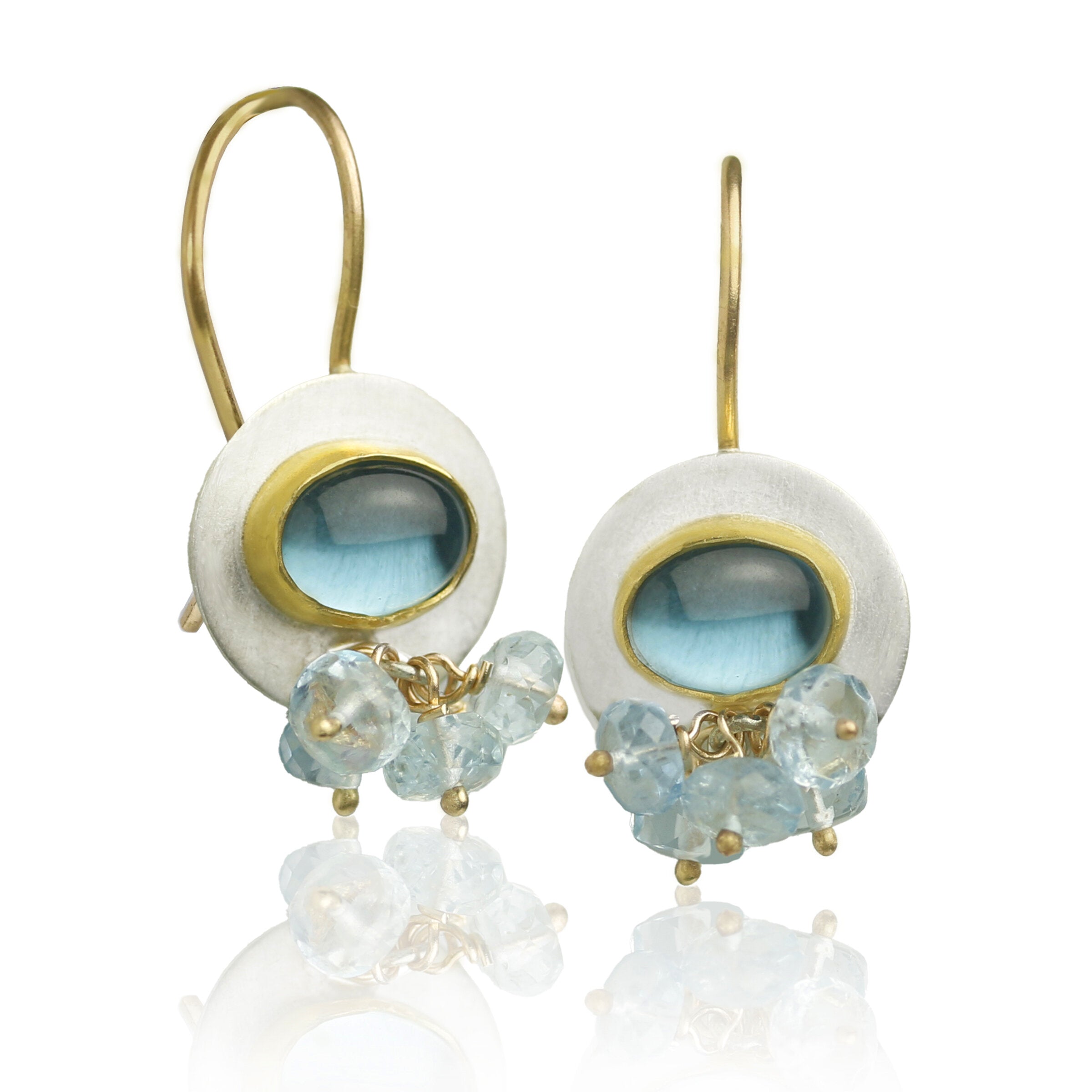 London Blue Topaz & Aquamarine Cluster Earrings
