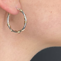Medium Silver and Gold Wrapped Hoops