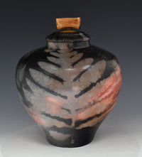 Saggar-Fired Urn with Brass and Bamboo