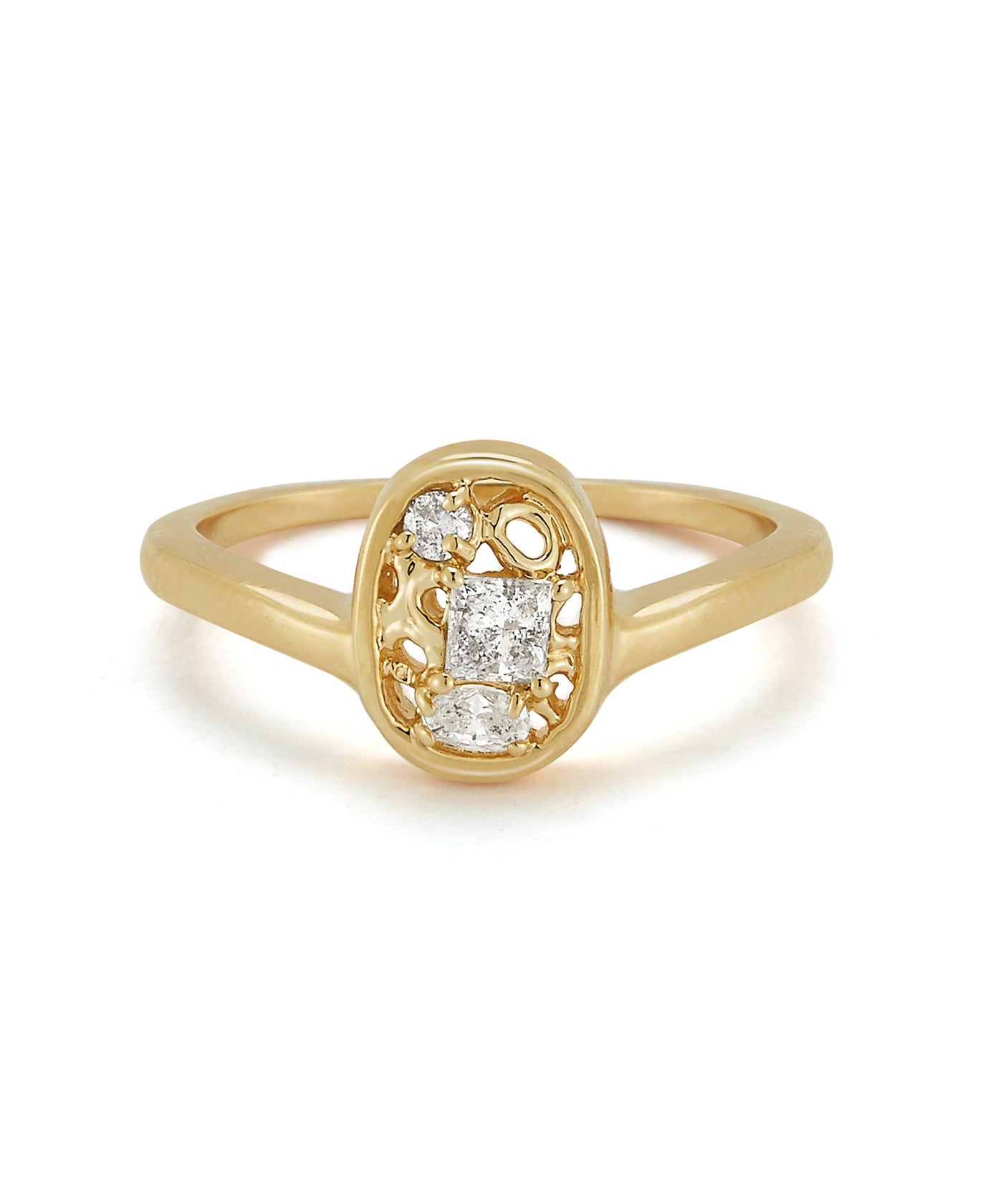 Tower Ring with Diamonds