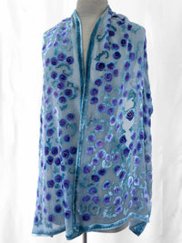 Burnout velvet purple Roses scarf 