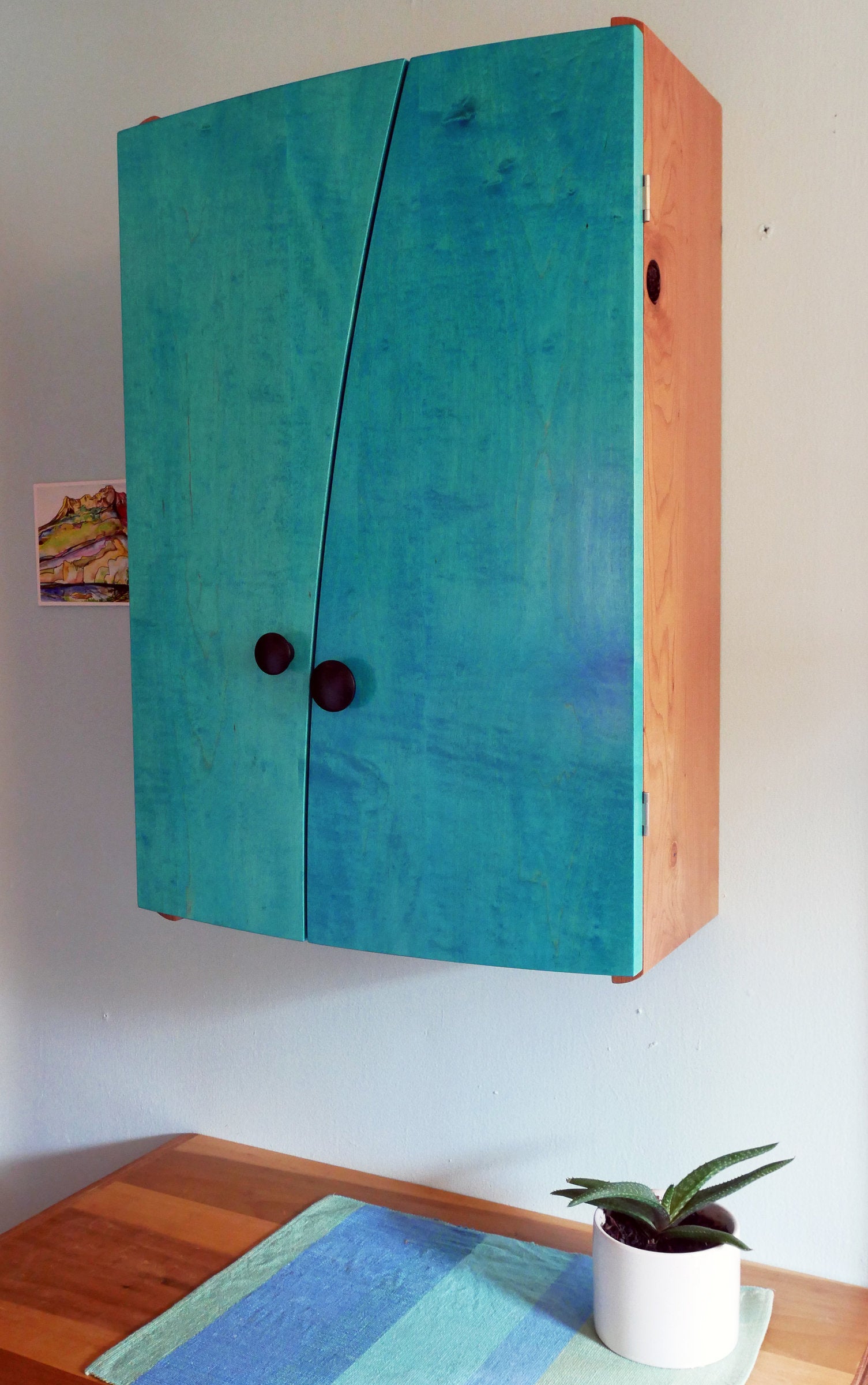 Blue Liquor Cabinet
