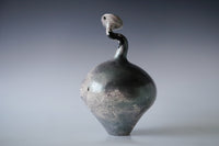 Nerida Coil Green Iridescent Raku Vessel