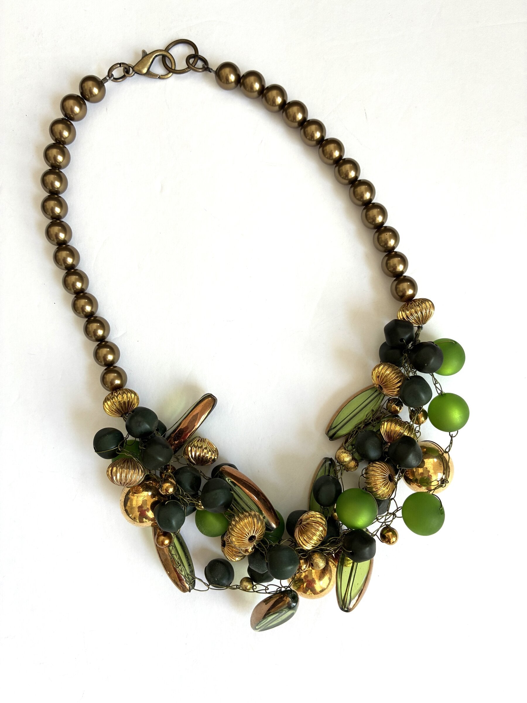 Green 'N' Gold Statement Necklace