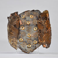 Dark brown Metallic Glazed Porcelain Platter With Gold Orb Accents