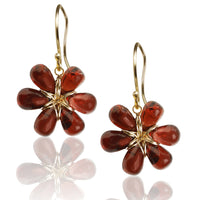 Red Garnet Flower Earrings