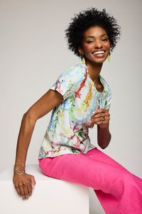 Linen Crossover Hem Top