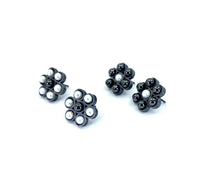 Pearl and Hematite Flower Post Earrings