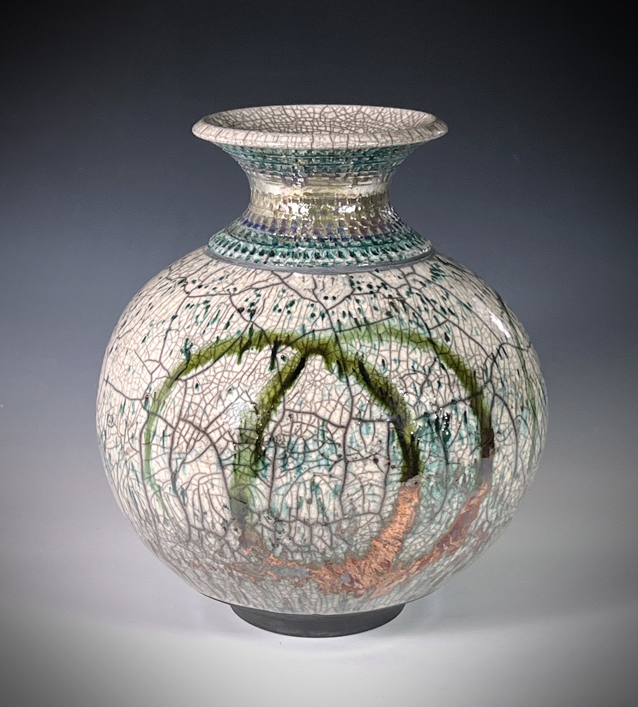 Copper Circles Raku Vase
