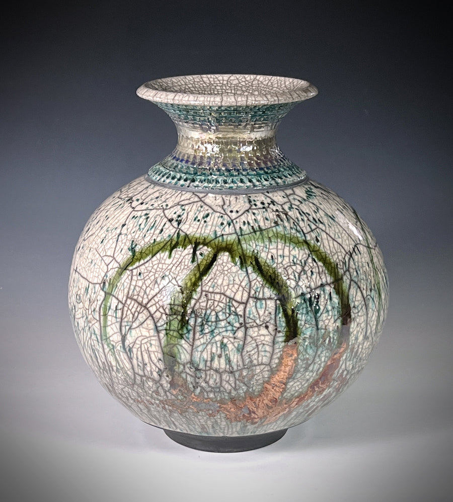 Copper Circles Raku Vase