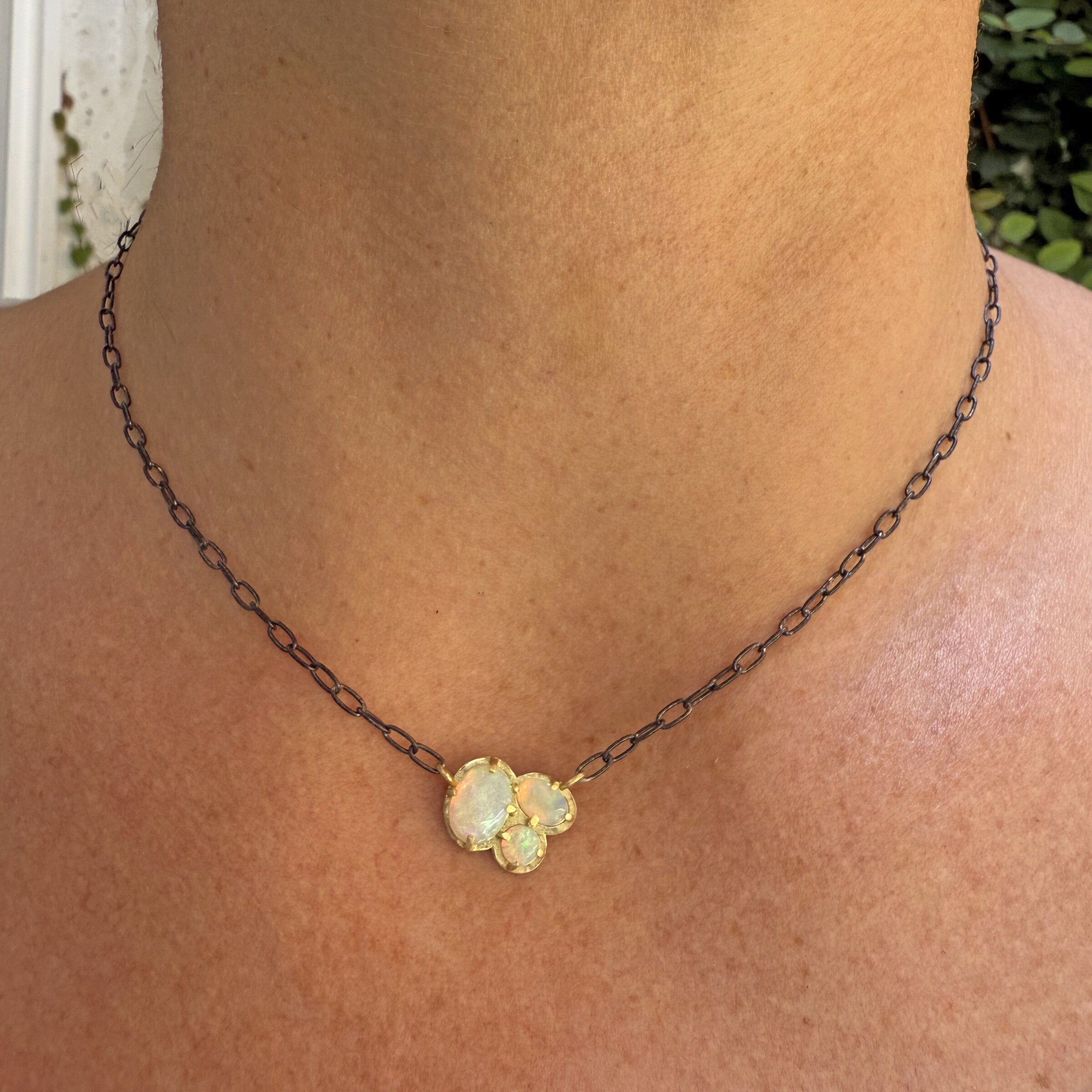 Australian Opal Cluster Necklace