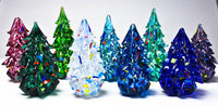 Left to right: ruby, dark green, light green, white, light blue, aqua, light emerald, cobalt blue, purple