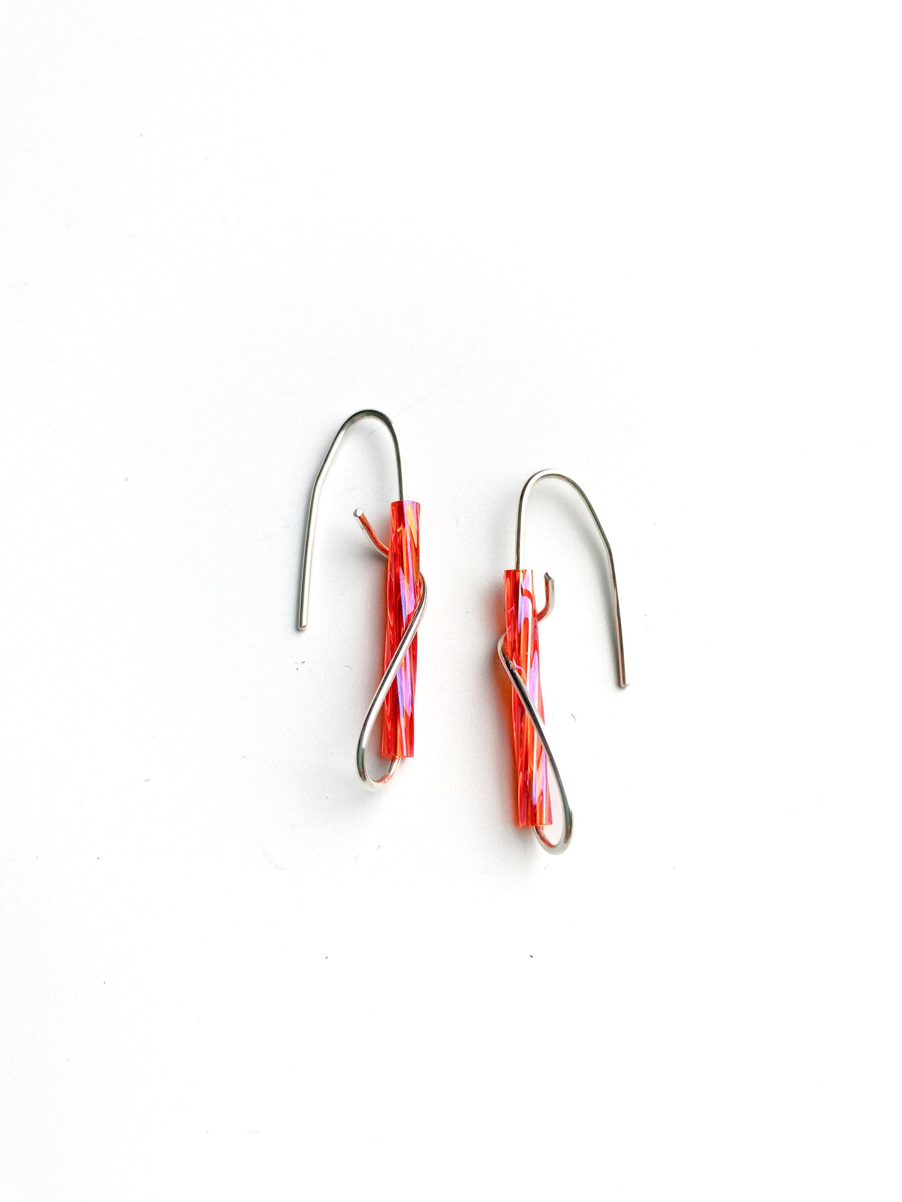 Orange/Pink Swirl Stick Earrings