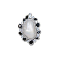 Silver Spinel and Baroque Pearl Ring