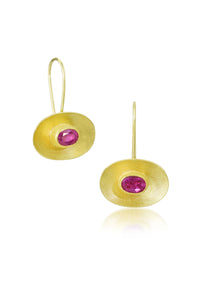 Ruby & 18k Gold Bowl Earrings