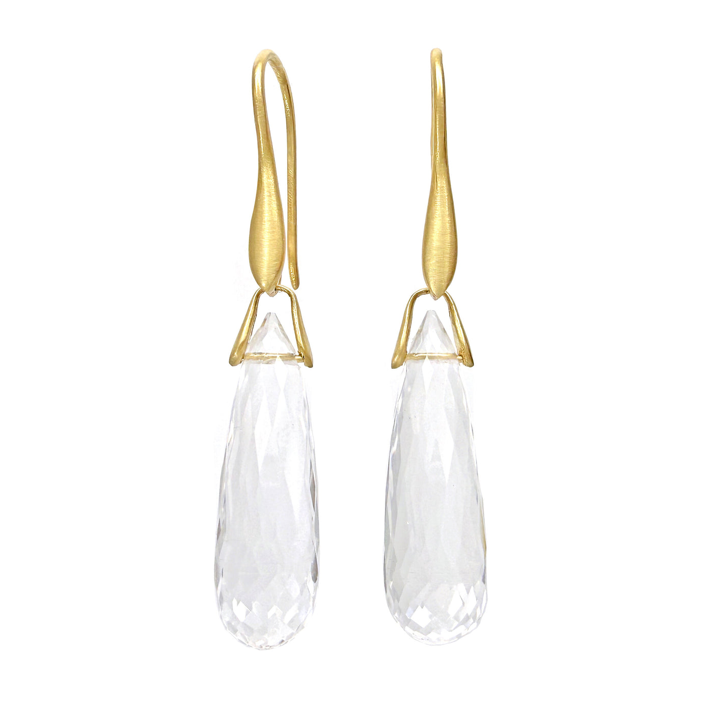 Rock Crystal Briolette Trapeze Earrings